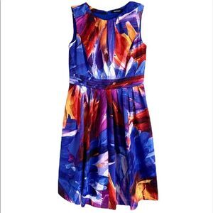 Ellen Tracy Floral Multicolored Pleated Dress